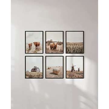 HAUS AND HUES Highland Cow Art and Farmhouse Wall Decor Cow Wall Art and Farmhouse Pictures | Cow Decor | Cow Prints Wall Art | Cow Pictures Wall Décor