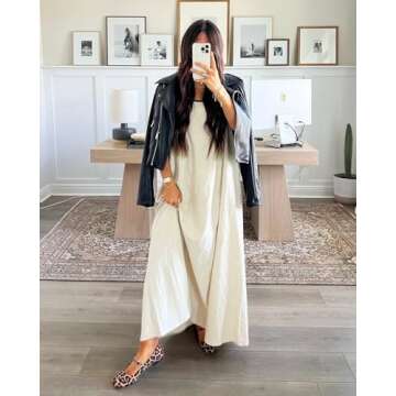 Shy Velvet Women's 2025 Summer Linen Maxi Dress Contrast Spaghetti Strap Dress Backless Sleeveless Casual Party Beach Dresses