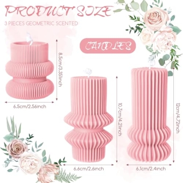 MTLEE Small Ribbed Pillar Candles - Decorative Scented Candle