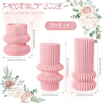MTLEE Small Ribbed Pillar Candles - Decorative Scented Candle