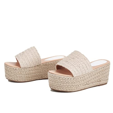 Erocalli Platform Slip on Espadrille Sandals for Women Wedges Slides Bohemia Sandals Flatform Open T...