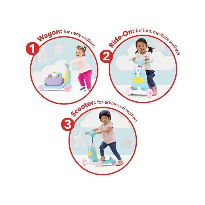 Skip Hop 3-in-1 Push Walker & Scooter - Zoo Unicorn