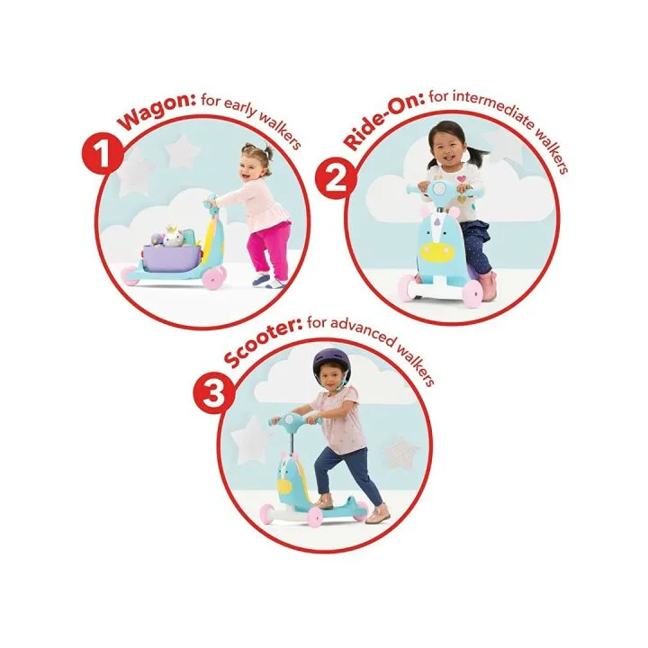 Skip Hop 3-in-1 Push Walker & Scooter - Zoo Unicorn