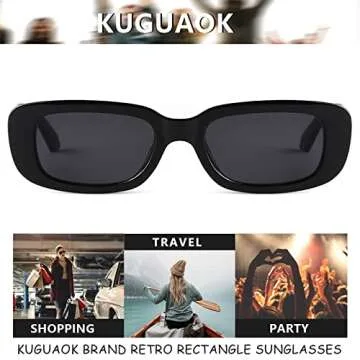 KUGUAOK Retro Rectangle Sunglasses Women and Men Vintage Small Square Sun Glasses UV Protection Glasse