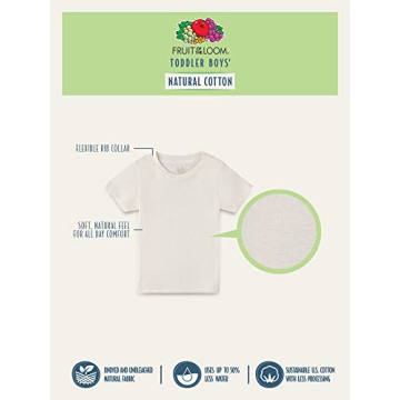 Fruit of the Loom Boys' Cotton White T Shirt, Toddler-12 Pack-Natural, 2-3T