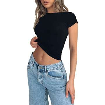 Stylish WPNAKS Short Sleeve Crop Top for Women - Summer Chic