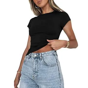 Stylish WPNAKS Short Sleeve Crop Top for Women - Summer Chic
