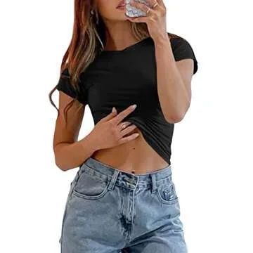 Stylish WPNAKS Short Sleeve Crop Top for Women - Summer Chic