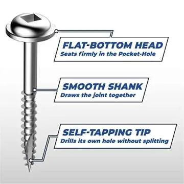 Kreg SML-F125-250 Zinc Pocket Screws, 1 1/4 Inch, #7 Fine Thread, Maxi-Loc Head (250 Count)
