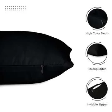 Encasa XO 18x18 Jet Black Pillow Covers - Set of 2