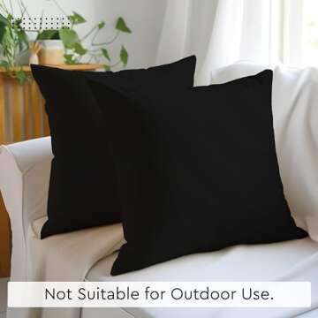 Encasa XO 18x18 Jet Black Pillow Covers - Set of 2