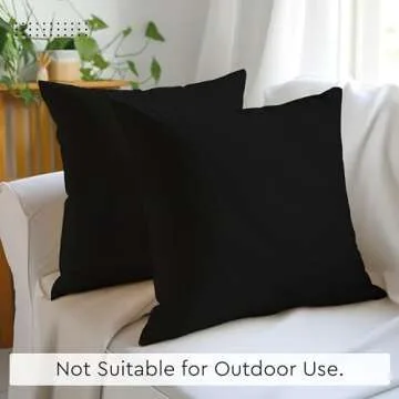 Encasa XO 18x18 Jet Black Pillow Covers - Set of 2