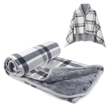 Cozy Forestfish Fleece Wearable Blanket in Plaid Design