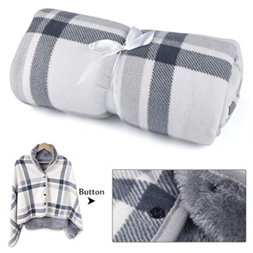 Cozy Forestfish Fleece Wearable Blanket in Plaid Design