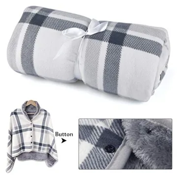 Cozy Forestfish Fleece Wearable Blanket in Plaid Design