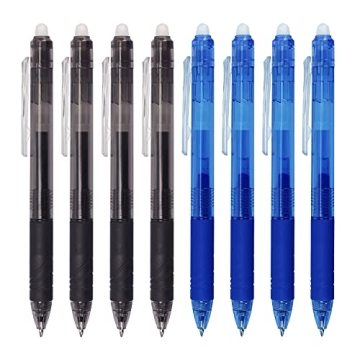 8 Pack Retractable Erasable Gel Pens Comfortable Grip and Colors
