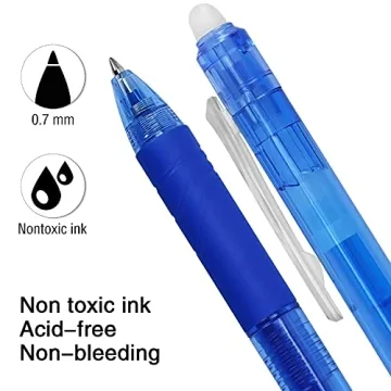 8 Pack Retractable Erasable Gel Pens Comfortable Grip and Colors