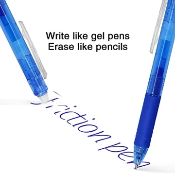 8 Pack Retractable Erasable Gel Pens Comfortable Grip and Colors