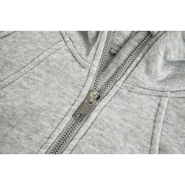 Girls' Hoodies Sweatshirts Half Zipper Pullover Crop Tops for Teen Girls Long Sleeve Sweater Thumb Hole Grey