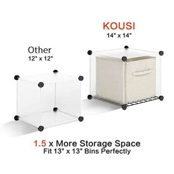 KOUSI Portable Storage Cubes with Doors, 14 x14 (12 Cube)-More Stable (add Metal Panel) Modular Book...