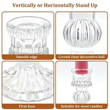SHOWIN Clear Stripe Taper Candle Holders Set for Any Occasion