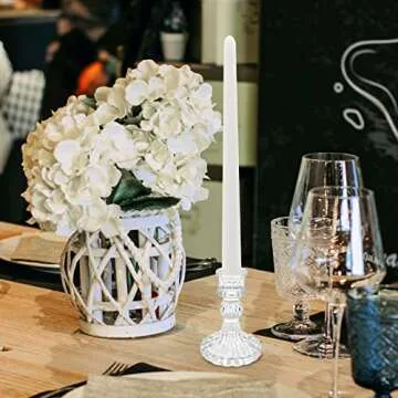 SHOWIN Clear Stripe Taper Candle Holders Set for Any Occasion