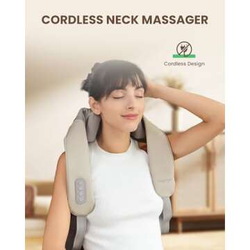 Heycool Cordless Neck Massager with Heat - Shiatsu Relief
