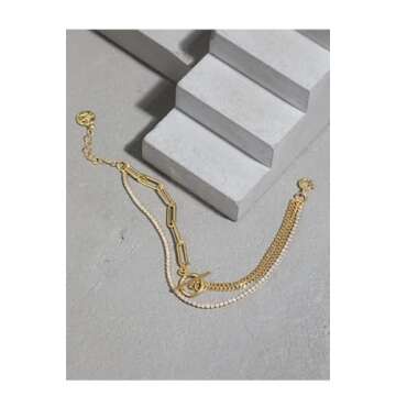 AMAROUGE Adjustable Gold Link Chain Bracelet for Women