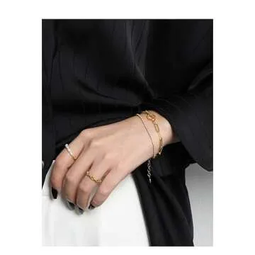 AMAROUGE Adjustable Gold Link Chain Bracelet for Women