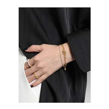 AMAROUGE Adjustable Gold Link Chain Bracelet for Women