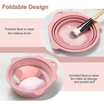 Foldable Silicone Makeup Brush Cleaner Bowl - Portable & Eco-Friendly