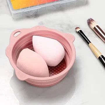 Foldable Silicone Makeup Brush Cleaner Bowl - Portable & Eco-Friendly