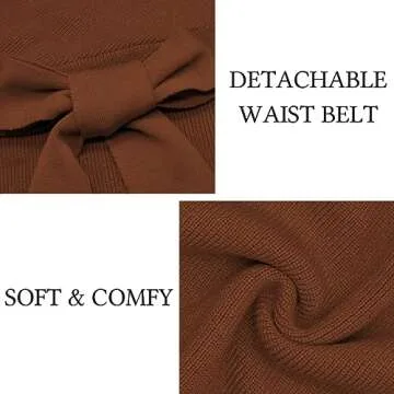 Mansy Women's Sexy Cocktail Batwing Long Sleeve Backless Mock Wrap Knit Sweater Mini Dress Brown