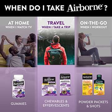 Airborne Elderberry + Zinc & Vitamin C Gummies For Adults, Immune Support Vitamin D & Zinc Gummies with Powerful Antioxidant Vitamins C D & E - 60 Gummies, Elderberry Flavor
