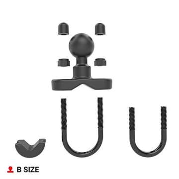 RAM Mounts Handlebar U-Bolt Base for Rails 0.5" to 1.25" in Diameter RAM-B-231ZU with B Size 1" Ball
