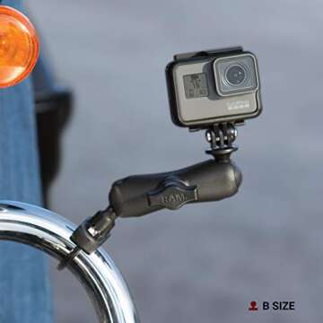 RAM Mounts Handlebar U-Bolt Base for Rails 0.5" to 1.25" in Diameter RAM-B-231ZU with B Size 1" Ball