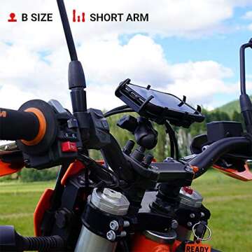 RAM Mounts Handlebar U-Bolt Base for Rails 0.5" to 1.25" in Diameter RAM-B-231ZU with B Size 1" Ball