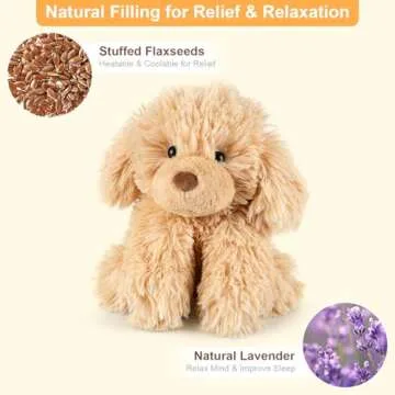 SuzziPals Warmable Golden Retriever Plush Toy, Microwavable Stuffed Animal Heating Pads for Period & Stress Relief, Lavender Dog Stuffed Animal for Anxiety, Bedtime, Puppy Plushie Gifts for Kid Women