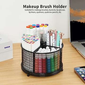 Youbetia 360-Degree Rotate Pencil Holder, Office Desk Organization Art Supply Storage Organizer, Des...