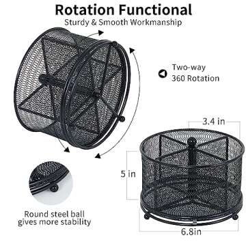 Youbetia 360-Degree Rotate Pencil Holder, Office Desk Organization Art Supply Storage Organizer, Desktop Pencil Cup Desk Accessories for Office Supplies, Pen Organizer for School Stationary (BLACK)