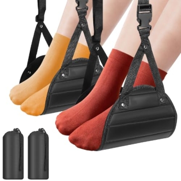 SZXYX Foot Hammock for Plane Travel (2 Pack), Memory Foam Airplane Foot Hammock Provides Foot Rest f...