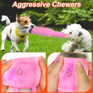 BABORUI Cute Squeaky Dog Toys Cup, Dog Birthday Toy for Aggressive Chewers, Safety Design Dog Toys for Small/Medium/Large Dog Exercise and Accompany(Pink)