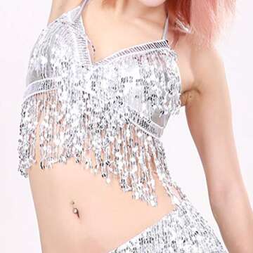 Wuchieal Women's Sequin Bra for Parties & Dance Events