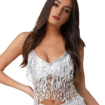 Wuchieal Women's Sequin Bra for Parties & Dance Events