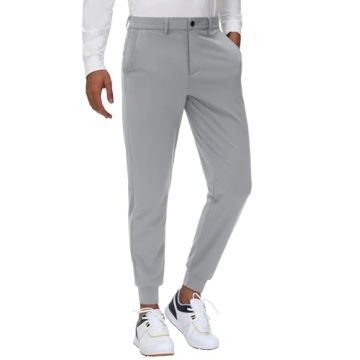 JWM Men's Stretch Golf Joggers Pants with Belt Loops - Slim Fit Tapered Casual Business Travel Dress...