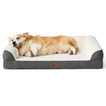 Bedsure Memory Foam Dog Bed for Medium Dogs - Orthopedic Egg&Memory Foam Dog Sofa Bed with Soft Sher...