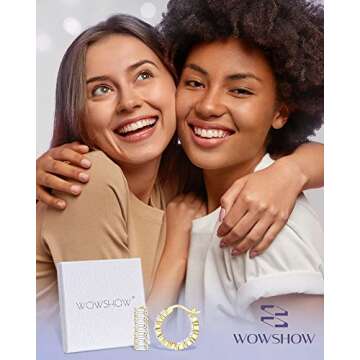 wowshow Gold Hoops Cubic Zirconia Gold Hoop Earrings for Women 925 Sterling Silver Post Chunky Huggie Earrings 16K Gold Plated Rectangle Cut Zirconia Hypoallergenic Mothers Day Gifts 20mm