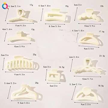 8 Pack Cream (beige) Hair Claw Clips for Woman, Matte Banana Milk White Clips,Strong Hold Jaw Clip,Hair Clamps for Thin Thick Hair,christmas hair accessories Gift for Mother's Day (8)