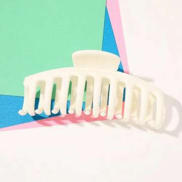 8 Pack Cream (beige) Hair Claw Clips for Woman, Matte Banana Milk White Clips,Strong Hold Jaw Clip,Hair Clamps for Thin Thick Hair,christmas hair accessories Gift for Mother's Day (8)