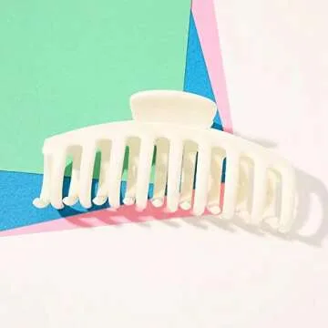 8 Pack Cream (beige) Hair Claw Clips for Woman, Matte Banana Milk White Clips,Strong Hold Jaw Clip,Hair Clamps for Thin Thick Hair,christmas hair accessories Gift for Mother's Day (8)